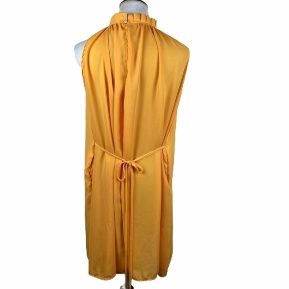 O-Neck Ruffle Loose Fit Dress Women's One Size Chiffon Casual Yellow Sleeveless - Picture 2 of 6